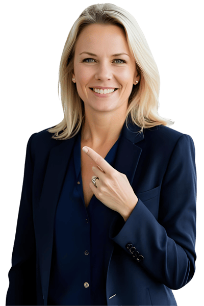 woman pointing left-up