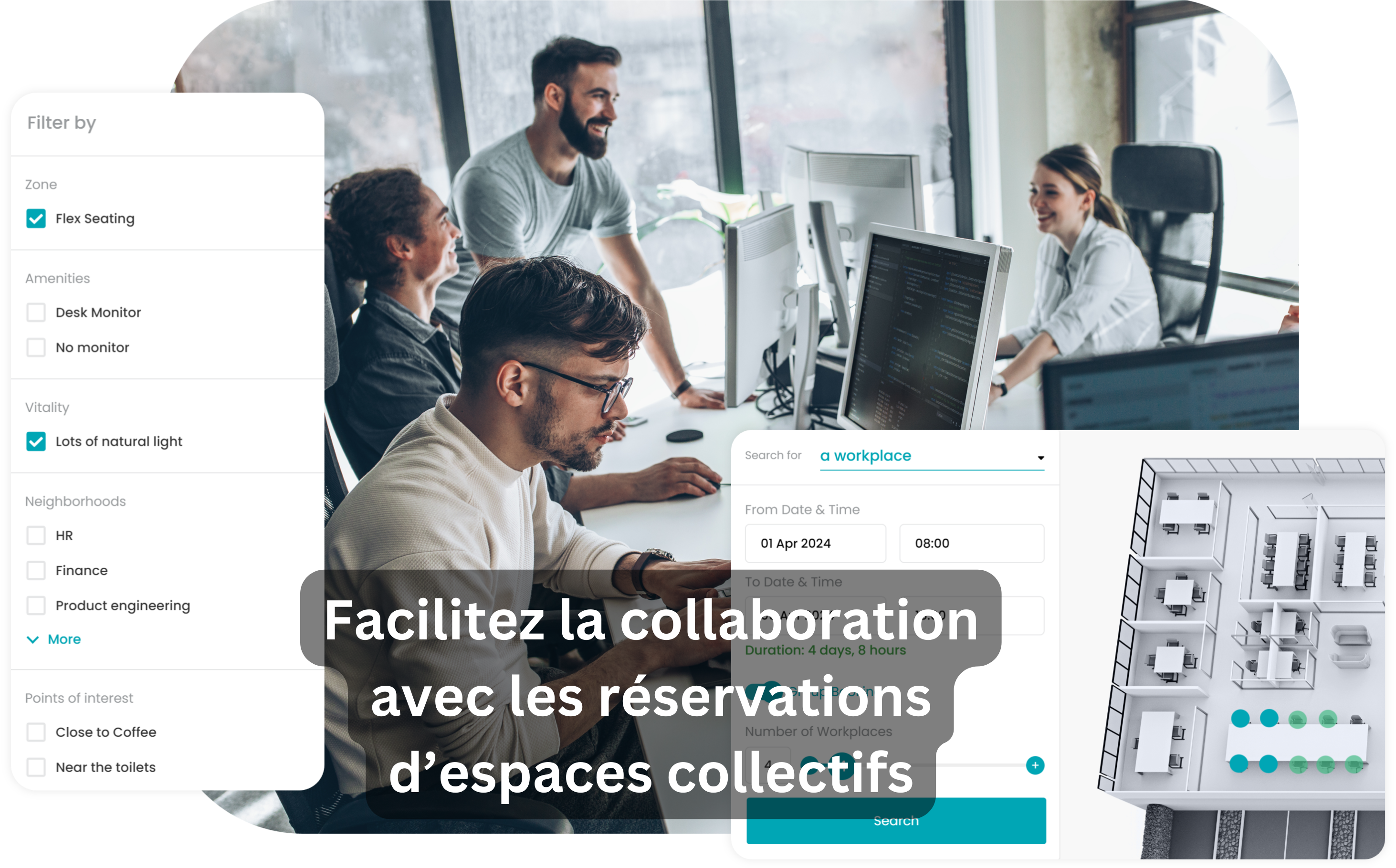 Facilitez la collaboration avec les réservations d’espaces collectifs